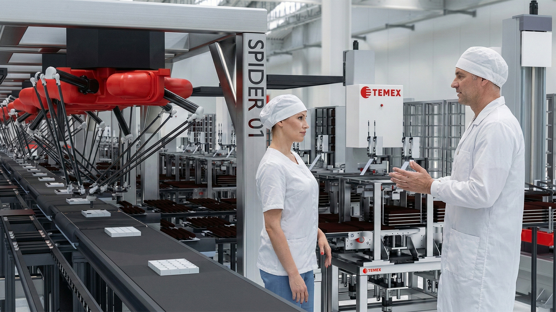 Pick and Place packaging line of chocolate candies