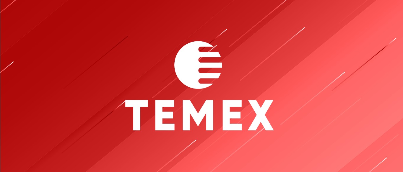 Středová linie bílého loga Temex s texturou na pozadí