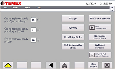 HMI panel screen - Service