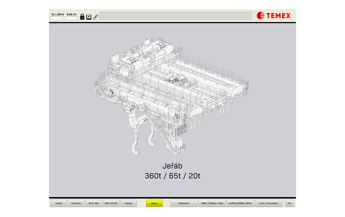 Initial screen visualisation for the metallurgical crane