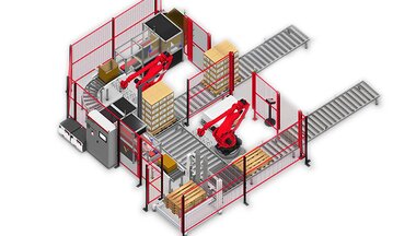 Kompaktní linka pro depaletizaci a paletizaci