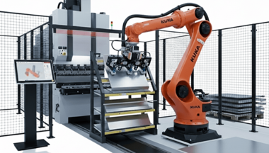 Robotická buňka na ohýbání plechů