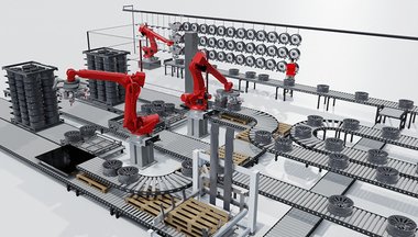 Robotized depalletization and suspension of aluminum wheels Robotized depalletization and suspension of aluminum wheels