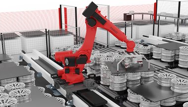 Palletizing of aluminum wheels Palletizing of aluminum wheels