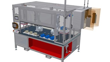 Automated cooler pasting station Automated cooler pasting station