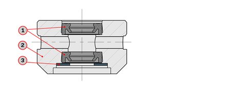 Části kazety těsnící vložky těla ventilu