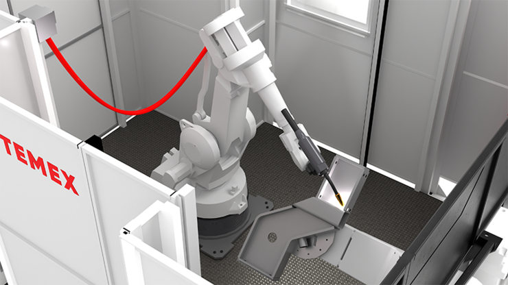 Robotická buňka na ohýbání plechů