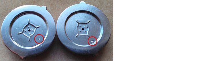 Example of defects on the inside of the products